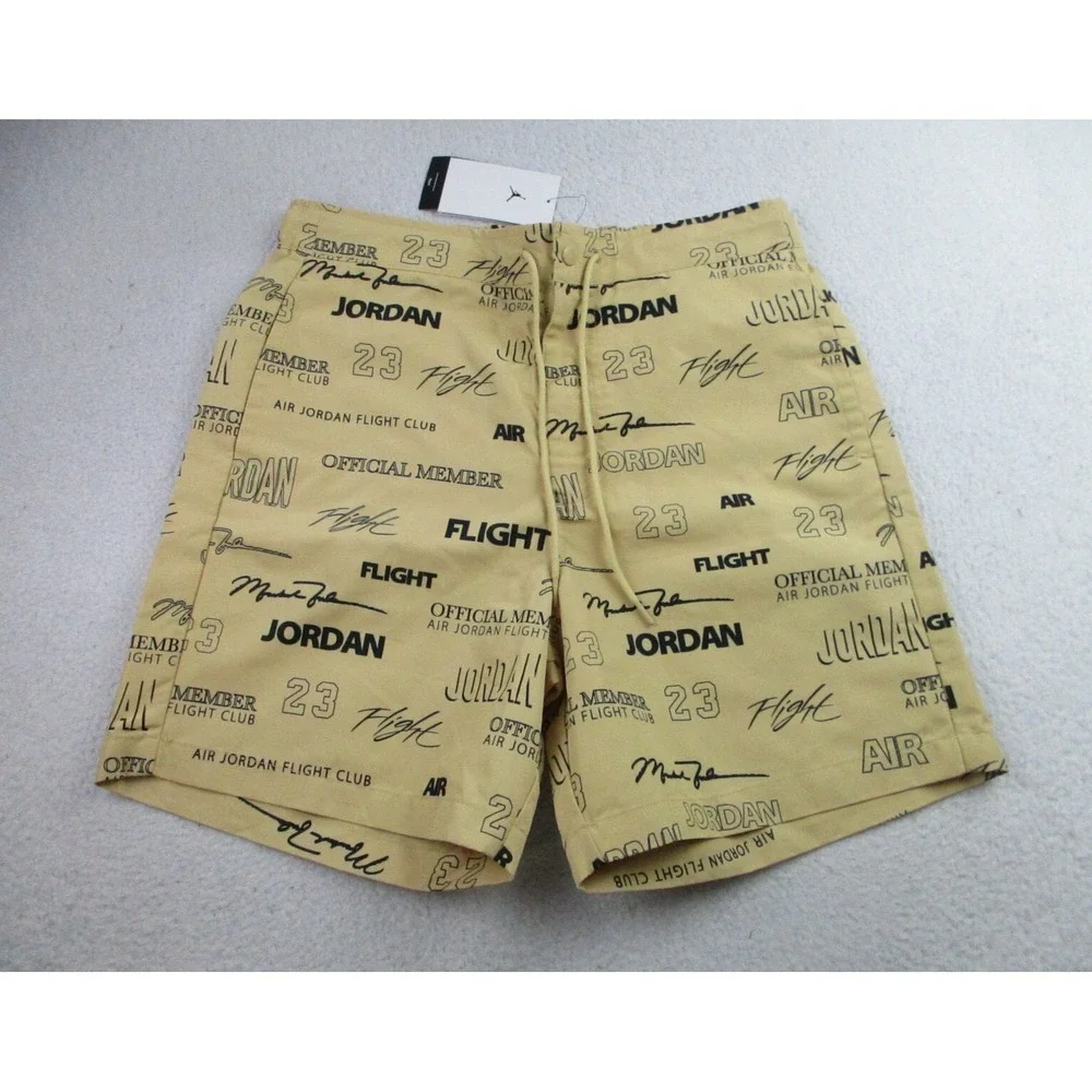 NWT Air Jordan Flight MVP Shorts Mens M Gold Black Signature Basketball Athletic